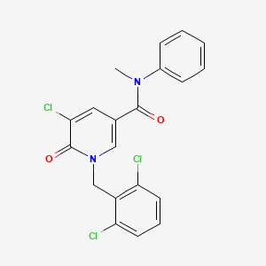 5-chloro-1-[(2,6-dichlorophenyl)methyl]-N-methyl-6-oxo-N-phenylpyridine-3-carboxamide