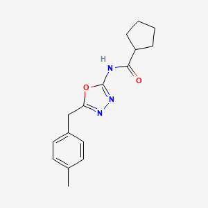 molecular formula C16H19N3O2 B2521801 N-(5-(4-methylbenzyl)-1,3,4-oxadiazol-2-yl)cyclopentanecarboxamide CAS No. 1171962-16-5