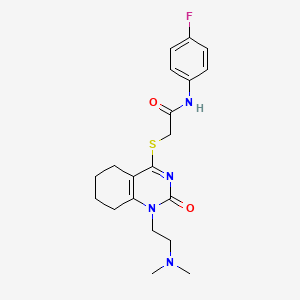 molecular formula C20H25FN4O2S B2521892 2-((1-(2-(dimethylamino)ethyl)-2-oxo-1,2,5,6,7,8-hexahydroquinazolin-4-yl)thio)-N-(4-fluorophenyl)acetamide CAS No. 899950-27-7