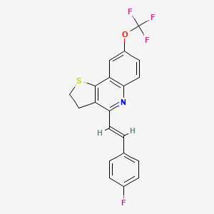 molecular formula C20H13F4NOS B2521905 4-[(E)-2-(4-fluorophenyl)ethenyl]-8-(trifluoromethoxy)-2,3-dihydrothieno[3,2-c]quinoline CAS No. 866133-47-3