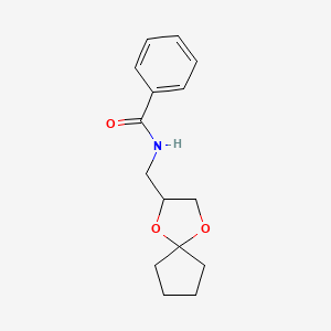 molecular formula C15H19NO3 B2521922 N-(1,4-dioxaspiro[4.4]nonan-2-ylmethyl)benzamide CAS No. 899958-45-3
