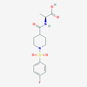 molecular formula C15H19FN2O5S B2521972 N-[1-(4-fluorobenzene-1-sulfonyl)piperidine-4-carbonyl]-L-alanine CAS No. 1212268-91-1