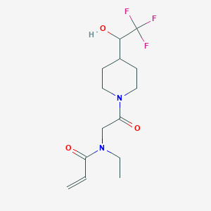 molecular formula C14H21F3N2O3 B2521977 N-Ethyl-N-[2-oxo-2-[4-(2,2,2-trifluoro-1-hydroxyethyl)piperidin-1-yl]ethyl]prop-2-enamide CAS No. 2361895-68-1
