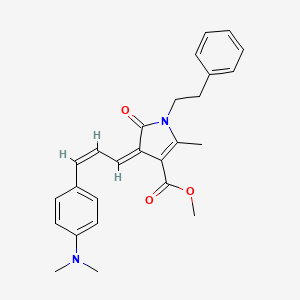molecular formula C26H28N2O3 B2521980 methyl 3-{(Z,2Z)-3-[4-(dimethylamino)phenyl]-2-propenylidene}-5-methyl-2-oxo-1-phenethyl-1,2-dihydro-3H-pyrrole-4-carboxylate CAS No. 478260-19-4