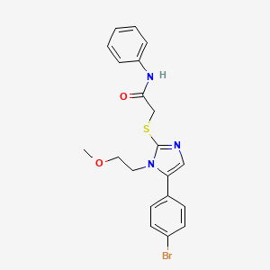 2-((5-(4-bromophenyl)-1-(2-methoxyethyl)-1H-imidazol-2-yl)thio)-N-phenylacetamide