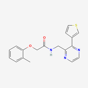 molecular formula C18H17N3O2S B2522008 N-((3-(thiophen-3-yl)pyrazin-2-yl)methyl)-2-(o-tolyloxy)acetamide CAS No. 2034496-85-8
