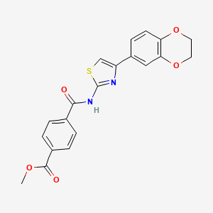 molecular formula C20H16N2O5S B2522013 Methyl 4-((4-(2,3-dihydrobenzo[b][1,4]dioxin-6-yl)thiazol-2-yl)carbamoyl)benzoate CAS No. 864937-36-0