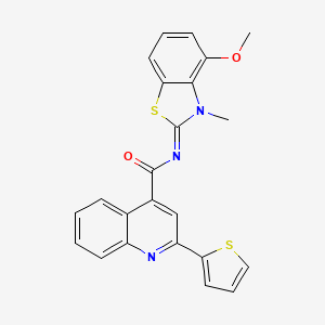 molecular formula C23H17N3O2S2 B2522110 N-[(2E)-4-methoxy-3-methyl-2,3-dihydro-1,3-benzothiazol-2-ylidene]-2-(thiophen-2-yl)quinoline-4-carboxamide CAS No. 477294-76-1
