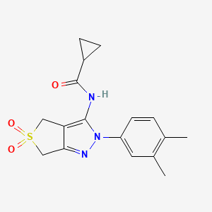 B2522119 N-(2-(3,4-dimethylphenyl)-5,5-dioxido-4,6-dihydro-2H-thieno[3,4-c]pyrazol-3-yl)cyclopropanecarboxamide CAS No. 681267-20-9