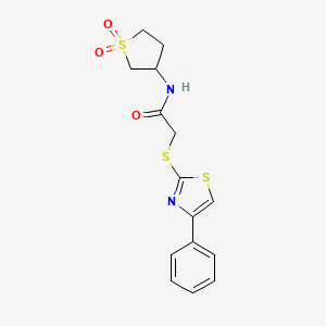 molecular formula C15H16N2O3S3 B2522127 N-(1,1-dioxidotetrahydrothiophen-3-yl)-2-((4-phenylthiazol-2-yl)thio)acetamide CAS No. 801251-04-7