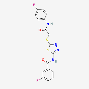 3-fluoro-N-[5-[2-(4-fluoroanilino)-2-oxoethyl]sulfanyl-1,3,4-thiadiazol-2-yl]benzamide