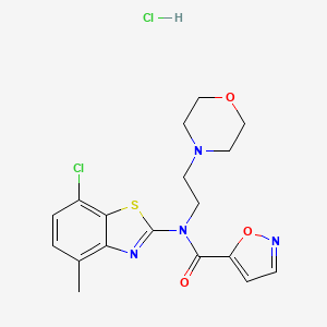 molecular formula C18H20Cl2N4O3S B2522191 N-(7-CHLORO-4-METHYL-1,3-BENZOTHIAZOL-2-YL)-N-[2-(MORPHOLIN-4-YL)ETHYL]-1,2-OXAZOLE-5-CARBOXAMIDE HYDROCHLORIDE CAS No. 1185062-02-5