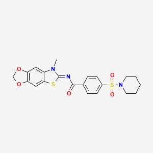 molecular formula C21H21N3O5S2 B2522195 N-(7-methyl-[1,3]dioxolo[4,5-f][1,3]benzothiazol-6-ylidene)-4-piperidin-1-ylsulfonylbenzamide CAS No. 1321692-40-3