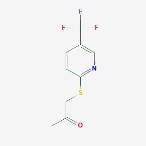 molecular formula C9H8F3NOS B2522196 1-{[5-(trifluoromethyl)pyridin-2-yl]sulfanyl}propan-2-one CAS No. 244006-54-0