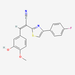 molecular formula C19H13FN2O2S B2522215 (Z)-2-(4-(4-fluorophenyl)thiazol-2-yl)-3-(3-hydroxy-4-methoxyphenyl)acrylonitrile CAS No. 476671-38-2