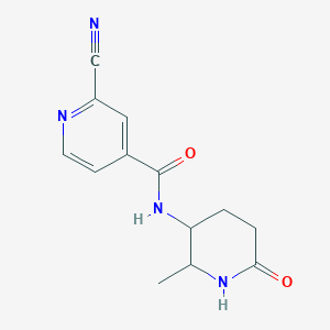 molecular formula C13H14N4O2 B2522223 2-Cyano-N-(2-methyl-6-oxopiperidin-3-yl)pyridine-4-carboxamide CAS No. 2176267-42-6