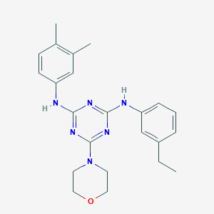 molecular formula C23H28N6O B2522230 N2-(3,4-dimethylphenyl)-N4-(3-ethylphenyl)-6-(morpholin-4-yl)-1,3,5-triazine-2,4-diamine CAS No. 946208-80-6
