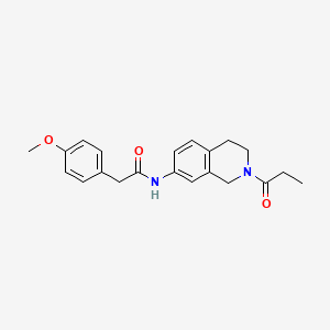molecular formula C21H24N2O3 B2522285 2-(4-methoxyphenyl)-N-(2-propanoyl-1,2,3,4-tetrahydroisoquinolin-7-yl)acetamide CAS No. 955636-59-6
