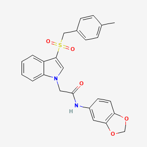 molecular formula C25H22N2O5S B2522300 N-(2H-1,3-benzodioxol-5-yl)-2-{3-[(4-methylphenyl)methanesulfonyl]-1H-indol-1-yl}acetamide CAS No. 898408-68-9