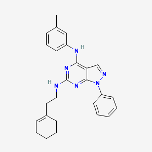 molecular formula C26H28N6 B2522307 N6-[2-(cyclohex-1-en-1-yl)ethyl]-N4-(3-methylphenyl)-1-phenyl-1H-pyrazolo[3,4-d]pyrimidine-4,6-diamine CAS No. 946265-53-8