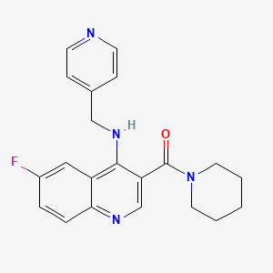 molecular formula C21H21FN4O B2522326 (6-Fluoro-4-((pyridin-4-ylmethyl)amino)quinolin-3-yl)(piperidin-1-yl)methanone CAS No. 1326884-25-6