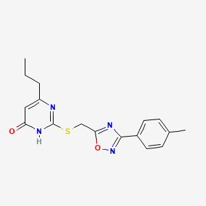 molecular formula C17H18N4O2S B2522435 2-({[3-(4-methylphenyl)-1,2,4-oxadiazol-5-yl]methyl}sulfanyl)-6-propylpyrimidin-4-ol CAS No. 939009-58-2