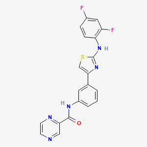 B2522487 N-(3-(2-((2,4-difluorophenyl)amino)thiazol-4-yl)phenyl)pyrazine-2-carboxamide CAS No. 1797728-01-8