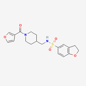 molecular formula C19H22N2O5S B2522498 N-((1-(furan-3-carbonyl)piperidin-4-yl)methyl)-2,3-dihydrobenzofuran-5-sulfonamide CAS No. 1448125-26-5