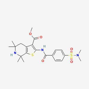 molecular formula C22H29N3O5S2 B2522501 methyl 2-(4-(N,N-dimethylsulfamoyl)benzamido)-5,5,7,7-tetramethyl-4,5,6,7-tetrahydrothieno[2,3-c]pyridine-3-carboxylate CAS No. 449782-45-0