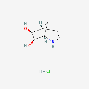 molecular formula C7H14ClNO2 B2522518 rac-(1R,5S,6R,7S)-2-azabicyclo[3.2.1]octane-6,7-diolhydrochloride CAS No. 2418595-23-8