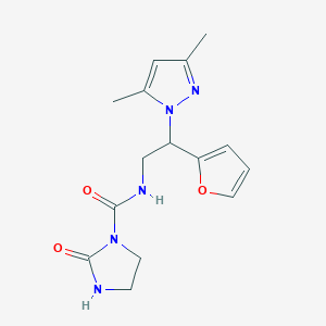 molecular formula C15H19N5O3 B2522554 N-(2-(3,5-dimethyl-1H-pyrazol-1-yl)-2-(furan-2-yl)ethyl)-2-oxoimidazolidine-1-carboxamide CAS No. 2034345-89-4