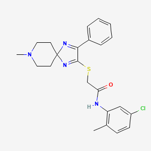 molecular formula C23H25ClN4OS B2522586 N-(5-CHLORO-2-METHYLPHENYL)-2-({8-METHYL-3-PHENYL-1,4,8-TRIAZASPIRO[4.5]DECA-1,3-DIEN-2-YL}SULFANYL)ACETAMIDE CAS No. 1189476-58-1