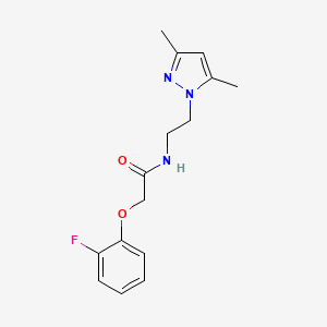 molecular formula C15H18FN3O2 B2522587 N-(2-(3,5-dimethyl-1H-pyrazol-1-yl)ethyl)-2-(2-fluorophenoxy)acetamide CAS No. 1323293-20-4