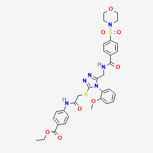 ethyl 4-(2-((4-(2-methoxyphenyl)-5-((4-(morpholinosulfonyl)benzamido)methyl)-4H-1,2,4-triazol-3-yl)thio)acetamido)benzoate