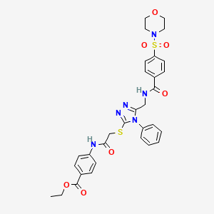 ethyl 4-(2-((5-((4-(morpholinosulfonyl)benzamido)methyl)-4-phenyl-4H-1,2,4-triazol-3-yl)thio)acetamido)benzoate