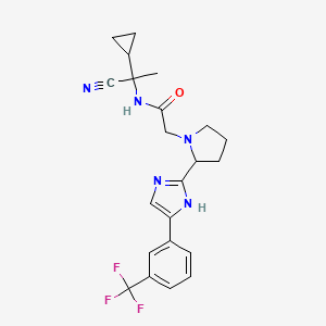 molecular formula C22H24F3N5O B2522663 N-(1-cyano-1-cyclopropylethyl)-2-(2-{4-[3-(trifluoromethyl)phenyl]-1H-imidazol-2-yl}pyrrolidin-1-yl)acetamide CAS No. 1376226-12-8