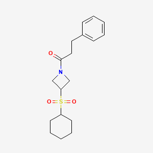 molecular formula C18H25NO3S B2522683 1-(3-(Cyclohexylsulfonyl)azetidin-1-yl)-3-phenylpropan-1-one CAS No. 1797144-62-7