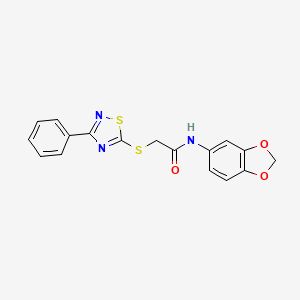 molecular formula C17H13N3O3S2 B2522696 N-(benzo[d][1,3]dioxol-5-yl)-2-((3-phenyl-1,2,4-thiadiazol-5-yl)thio)acetamide CAS No. 864856-17-7