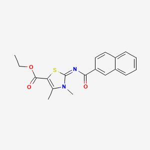 molecular formula C19H18N2O3S B2522700 ethyl (2Z)-3,4-dimethyl-2-[(naphthalene-2-carbonyl)imino]-2,3-dihydro-1,3-thiazole-5-carboxylate CAS No. 476628-23-6