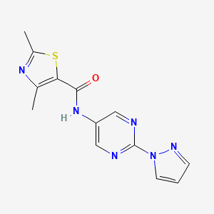 molecular formula C13H12N6OS B2522740 N-(2-(1H-pyrazol-1-yl)pyrimidin-5-yl)-2,4-dimethylthiazole-5-carboxamide CAS No. 1421526-90-0