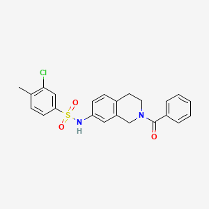 molecular formula C23H21ClN2O3S B2522754 N-(2-benzoyl-1,2,3,4-tetrahydroisoquinolin-7-yl)-3-chloro-4-methylbenzene-1-sulfonamide CAS No. 955639-68-6
