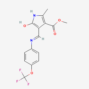 molecular formula C15H13F3N2O4 B2522760 methyl 2-methyl-5-oxo-4-{[4-(trifluoromethoxy)anilino]methylene}-4,5-dihydro-1H-pyrrole-3-carboxylate CAS No. 338413-27-7