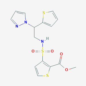 molecular formula C15H15N3O4S3 B2522865 methyl 3-(N-(2-(1H-pyrazol-1-yl)-2-(thiophen-2-yl)ethyl)sulfamoyl)thiophene-2-carboxylate CAS No. 2034599-71-6