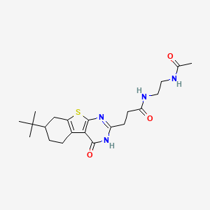 molecular formula C21H30N4O3S B2522868 N-(2-acetamidoethyl)-3-(7-(tert-butyl)-4-oxo-3,4,5,6,7,8-hexahydrobenzo[4,5]thieno[2,3-d]pyrimidin-2-yl)propanamide CAS No. 950346-41-5