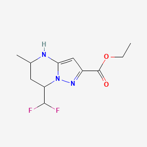 molecular formula C11H15F2N3O2 B2522938 Ethyl 7-(difluoromethyl)-5-methyl-4,5,6,7-tetrahydropyrazolo[1,5-a]pyrimidine-2-carboxylate CAS No. 2248290-28-8
