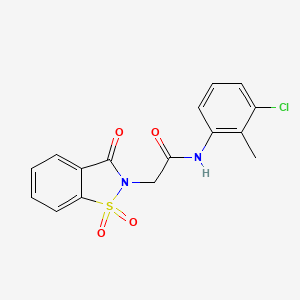 molecular formula C16H13ClN2O4S B2522941 N-(3-chloro-2-methylphenyl)-2-(1,1-dioxido-3-oxo-1,2-benzothiazol-2(3H)-yl)acetamide CAS No. 437627-74-2