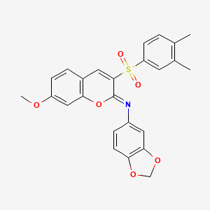 N-(1,3-benzodioxol-5-yl)-3-(3,4-dimethylphenyl)sulfonyl-7-methoxychromen-2-imine