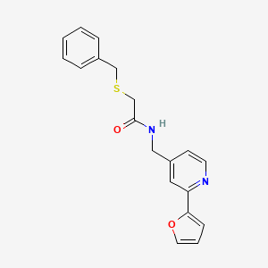 2-(benzylthio)-N-((2-(furan-2-yl)pyridin-4-yl)methyl)acetamide