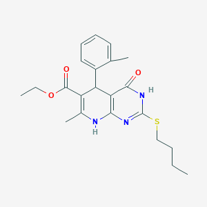 Ethyl 2-(butylthio)-7-methyl-4-oxo-5-(o-tolyl)-3,4,5,8-tetrahydropyrido[2,3-d]pyrimidine-6-carboxylate