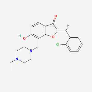 molecular formula C22H23ClN2O3 B2522960 2-[(2-Chlorophenyl)methylene]-7-[(4-ethylpiperazinyl)methyl]-6-hydroxybenzo[b] furan-3-one CAS No. 869078-60-4